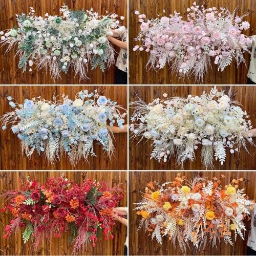Wedding Silk Flower Row Arrangement Wedding Arch Backdrop Decor Flower Wall Table Flower Road Lead Party Stage Sisplay Props