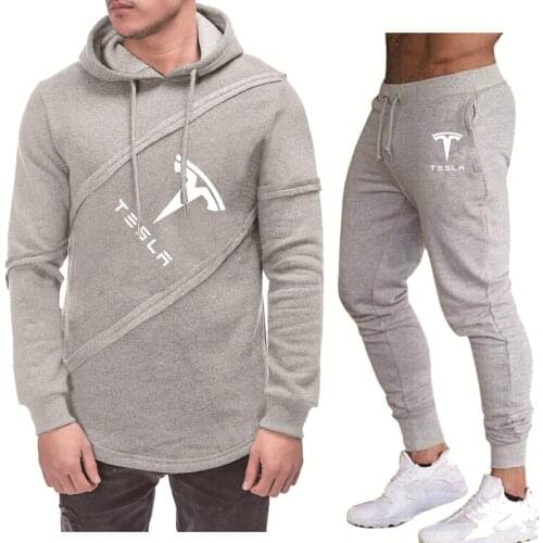 Spring Autumn Mens hoodie Tesla car Logo Printing Fashion Casual Mens pullover Cotton High Quality Mens Sweatshirt suit