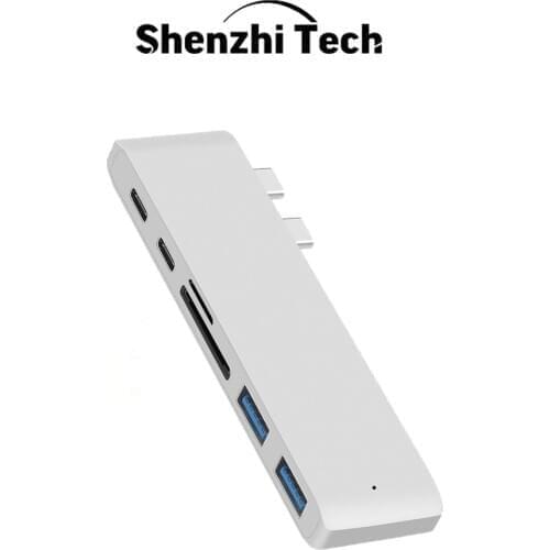 USB C Hub with SD card Reader Aluminum Charging Port USB 3.0 Hub Converter for MacBook