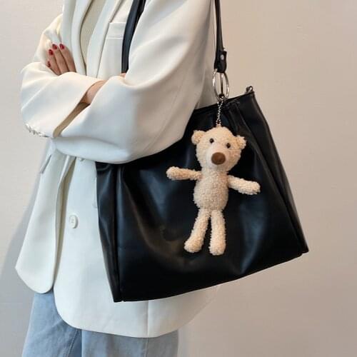 Women Large Capacity Leather Shoulder Bags Little Bear Designer Handbags Female Big Chic Tote Bag Travel Shopping Crossbody Bags
