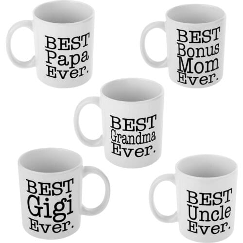 Funny Ceramic Coffee Tea Mug Cup Family Home Gifts White BEST Uncle/Mom/Papa/Grandma/EVER for Wedding Christmas Party Decor