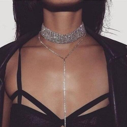 Crystal Choker Necklace 2021 Luxury Statement Chokers Necklaces For Women Trendy Chunky Neck Accessories Fashion Jewellery G