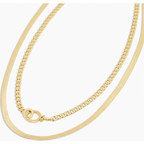 2021 New Hot Style Necklace Copper Plating Gold Snake Chain Bead Chain Lock Manufacturers Contracted Double Necklace Wholesale