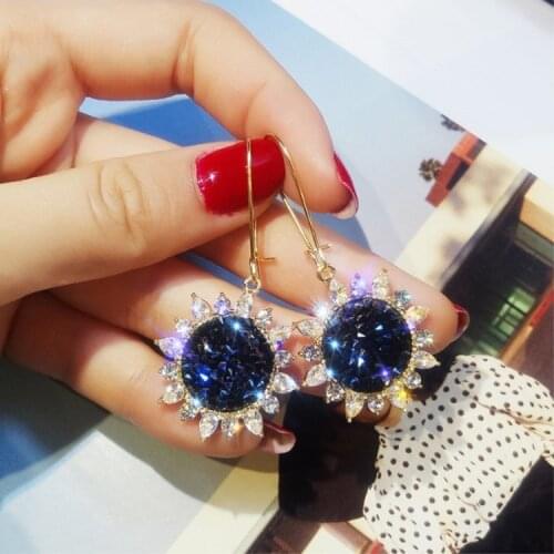 2021 New Fashion jewelry Sun flower inland zircon earrings female Crystal from Swarovskis Temperament Fit Women For Party
