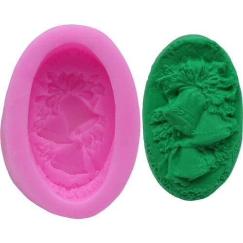 3D Christmas Bell Chocolate Molds Silicone Embossed Cake Mold Biscuits Fondant Mould DIY Baking Decorating Tools