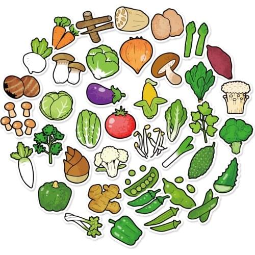 40PCS Exquisite Cartoon Fresh Fruits and Vegetables Sticker for Kitchen Bakery Cup Dish Refrigerator Kids Education Toys Sticker