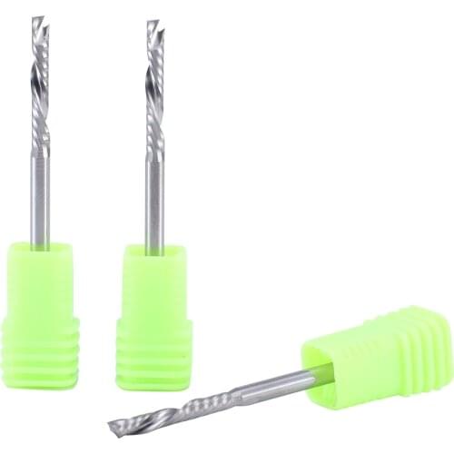 5Pcs 3.175X22mm 3A Class UP &DOWN Cut single one 1 Flute Spiral Carbide Mill Tool Cutters for CNC Router