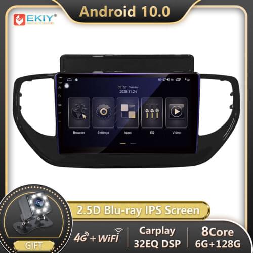 EKIY DSP IPS 6G 128G Android 10.0 For Hyundai Solaris 2 2020-2021 Car Radio Multimedia Player GPS Navigation Stereo no 2 din DVD