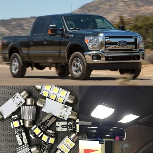 11Pcs White LED Light Bulbs Interior Package Kit For Ford F250 2005-2015 F350 F450 F550 Map Trunk Cargo Led License Plate light