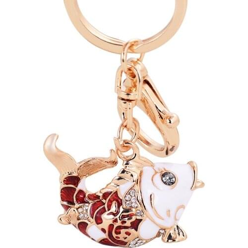 Lovely Carp Fish Cute Crystal Charm Purse Handbag Car Key Keyring Keychain Party Favorite Birthday Best Gift