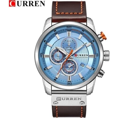 CURREN Fashion Sports Watches Mens Chronograph Wristwatch Luxury Leather Day Date Watch for Men Waterproof Male Clock Top Brand