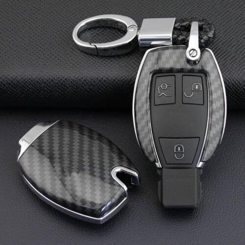 ABS Carbon Fibre Car Key Case Car Remote Shell Cover Fit For Mercedes-Benz A B C Class GLA GLC GLK GLS Protector Auto Keychain