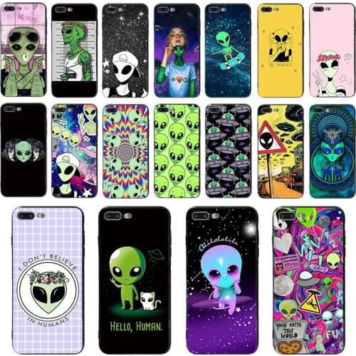 HOUSTMUST Cute Cartoon alien Soft TPU Phone Case for iPhone 7 11 pro 6 6s 8 plus x xr xs max 5 5s se 10 cover funny shell Coque