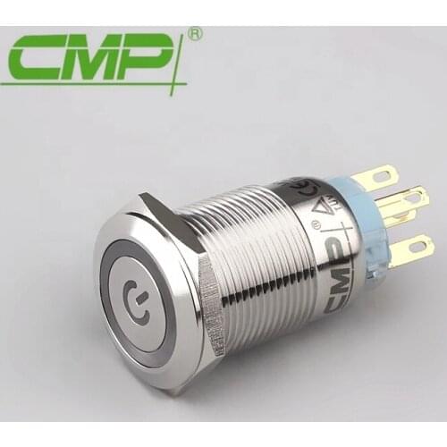 CMP Dia 19mm Stainless Steel Led Power Light Illuminated Push Self-Resetting Button Switch
