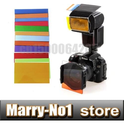 10pcs Flash Diffuser 12 sets color card for Strobist Flash Gel Filter Color Balance with rubber band