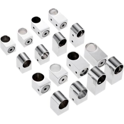 DRELD 2pcs Wardrobe Flange Seat 16/19mm Pipe Base Fixed Clamp Tube Socket Curtain Rod Closet Hanger Bracket Furniture Hardware