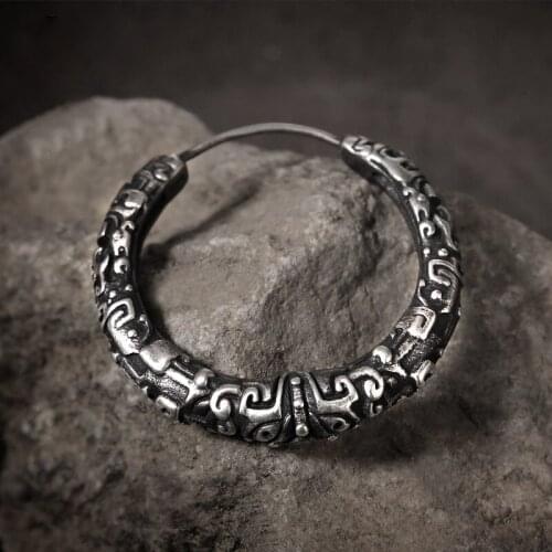 Mongolian Beast Gluttonous Earrings Mens Earrings Single Ear Buckle Temperament Girl Silver Earrings Couple Jewelry