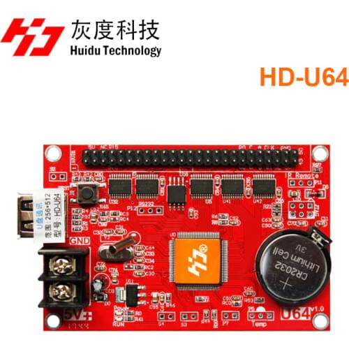 Huidu HD-U64 HD U64 LED display controller Single&double color P6 P10 led sign module control card U-Disk to edit huidu HD U64