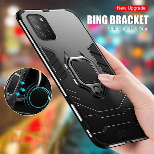 Luxury Buckle Ring Phone Case For Xiaomi Poco M3 Pro 5G Car Bracket Anti-fall Protection Cover For Xaomi Poxo Poko M3Pro Shell