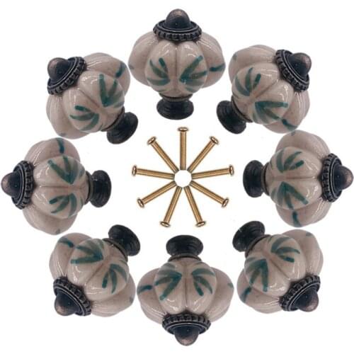 8PC Decorative Ceramic Cupboard Door Knobs, Vintage Porcelain Dresser Drawer Knobs Pulls Furniture Cabinet Knobs Handles