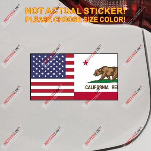 California USA American Flag merged Decal Sticker Car Vinyl reflective glossy pick size
