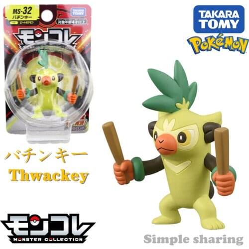 Takara Tomy Tomica Pokemon Pocket Monsters Moncolle MS-32 Thwackey 3-5cm Mini Resin Anime Figure Toys For Children Collectible