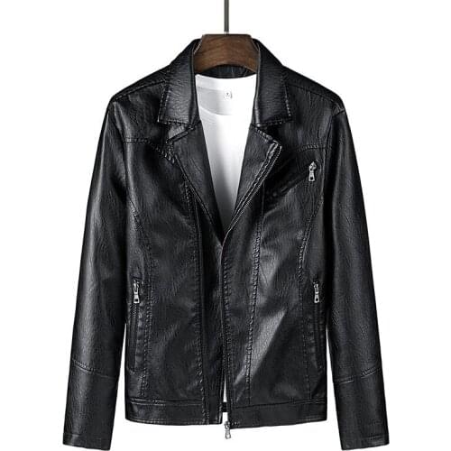 Men Spring New Vintage Punk Casual Style PU Leather Jackets Coat Men Outwear Fashion Motor & Biker Faux Leather Jacket Men