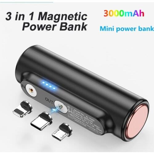 Magnetic Power Bank 3000mAh Mini Magnetic Portable Emergency Wireless Power Bank Mobile Phone Battery Charger for Xiaomi Huawei