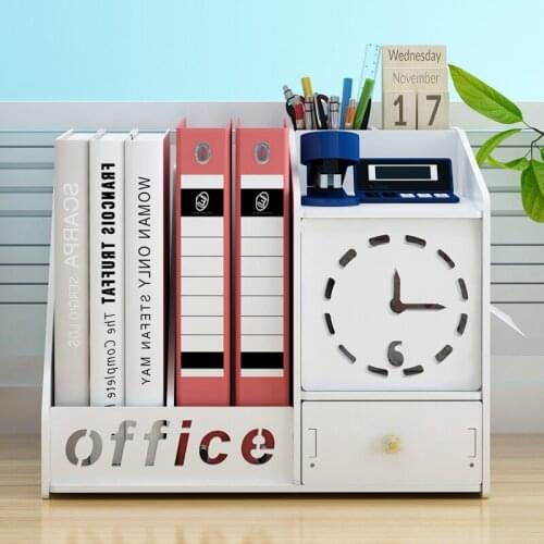 Multifunction Book Stand School Supply Storage DIY Wooden Desk Organizer With Drawer Pen Holder Desktop Stationary For Students