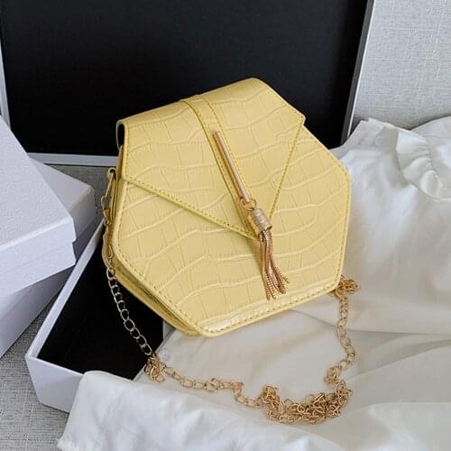 Crocodile Pattern Crossbody Bags For Women 2020 Small Chain Handbag Retro Hexagon Ladies Hand Bag Designer Evening Bags