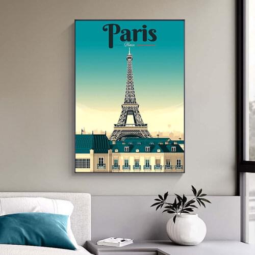 France Paris Eiffel Tower Wall Art Canvas Paintings Nordic Posters And Prints Abstract Landscape Pictures for Living Room Decor