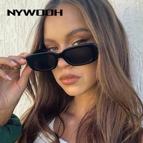 NYWOOH Small Rectangle Sunglasses Women Brand Designer Travel Square Sun Glasses for Men Clear Candy Color Party Eyewear