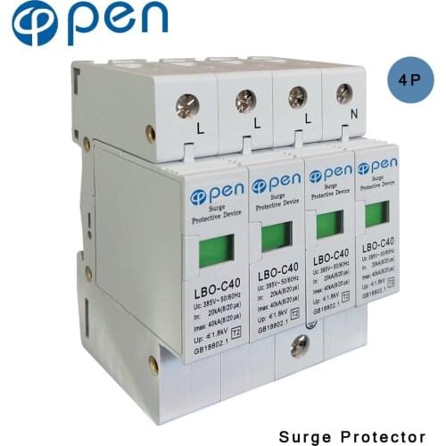 OPEN LBO-C40 Series Household Surge Protective Device SPD 3P+N 20kA-40kS 380VAC/385VAC Low Voltage Arrester Device Protector