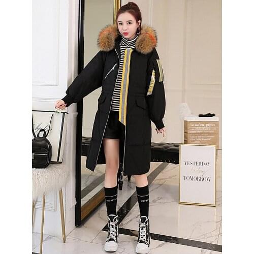 Cotton Clothing Female Big Fur Collar Ladies Cotton Coat Female 2018 Long Section Winter New Coat Thickening Down Cotton Womens