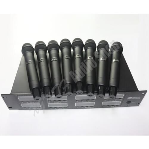 UHF Adjustable Frequency 8 Handheld Dynamic Cardioid Wireless Microphone System for DJ Stage KTV Karaoke Profession