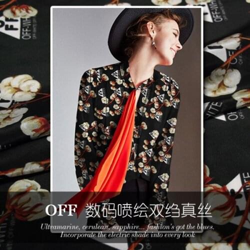 110cm wide printed silk fabric meter digital inkjet crepe de chine silk fabric drapery shirt dress fabric wholesale silk cloth