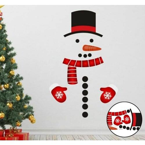 PVC Snowman Refrigerator Sticker Festival Home Decor DIY Wall Sticker Removable Door Murals Decorative Wall Stickers Dropship