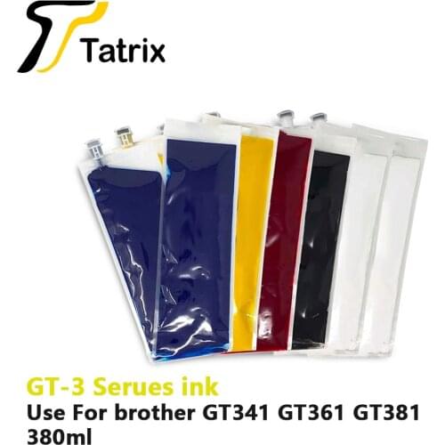 Tatrix 380ml CMYK+WHITE DTG direct to garment ink bag for BROTHER GT341 GT361 GT381 GT3 series digital textile inkjet printers