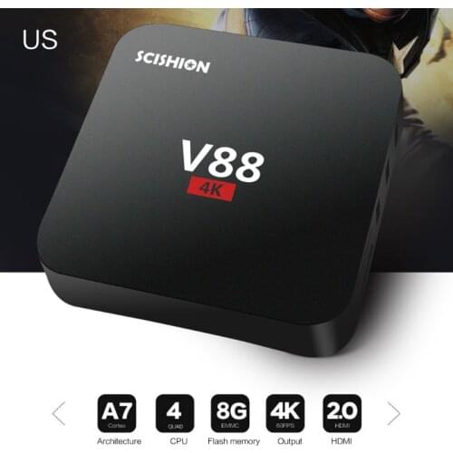 1Set V88 for 7.1/8.1 RK3229 Quad Core Smart TV Box 1GB+8GB/2GB+16GB WiFi Multimedia Player Set Top Box H054