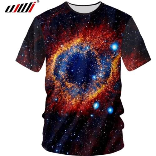 UJWI Black Tshirt Men Hip Hop Casual Loose Tee Shirts Man 3D Cool Print Galaxy Space T-shirts Hombre Fitness Clothes Undershirts