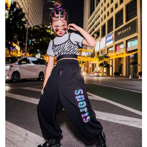 Girls Streetwear Street Dance Practice Wear Hip Hop Performance Clothing Suit Jazz Dancing Competition Stage Costume YS1876