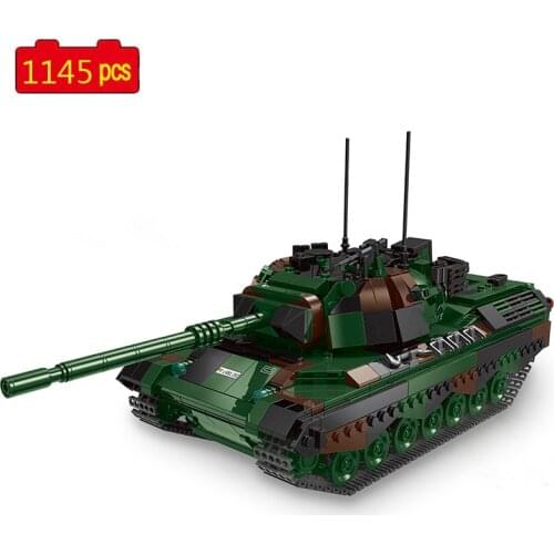 Military Series WWII Leopard 1 Main Battle Tank Soldier Weapon DIY Model Building Blocks Bricks Toys Gifts