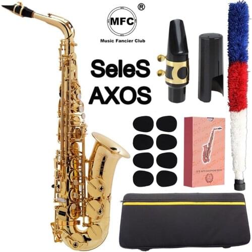 High Quality Brand MFC Alto Saxophone Axos Gold Lacquer E-flat Alto Sax Axos With Case Mouthpiece Reeds Neck Case