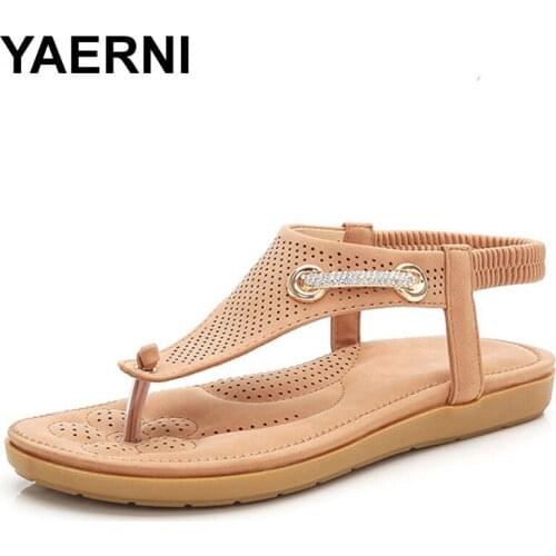 YAERNI Summer Bohemia Shoes Woman Crystal Sandals Platform Sandals Fashion Ethnic Style Women Casual Ladies Shoes