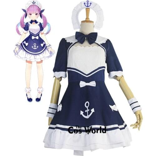 YouTuber Virtual Singer Vtuber Hololive Minato Aqua Maid Dress Uniform Outfit Customize Anime Cosplay Costumes