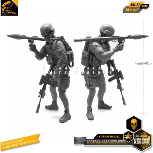 Yufan Model 1/35 Resin Soldier Model Kit With Rpg Rocket Launch For Modern American Commando Team Nai-27