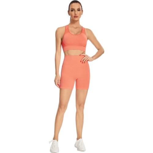 Women Yoga Fitness Suit Solid Color Lady European INS Seamless Knit Set Sense Female Sports Short Sleeve Running Sexy Sets