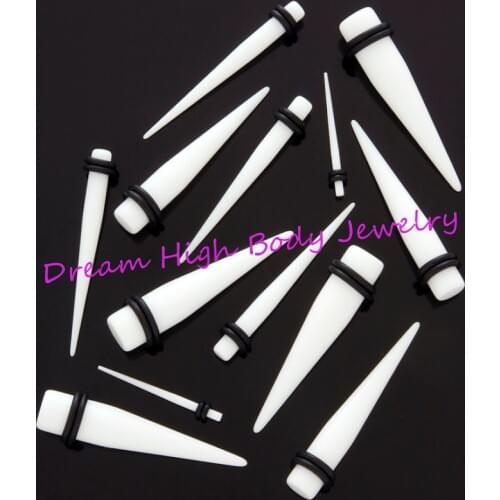 1.6mm 20mm White Balck Ear Taper Stretchers Expander Plug Kit Fashion Jewelry For Women Acrylic Free Shipping