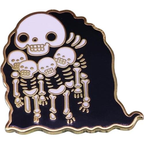 1 Pcs Fashion Anime Dark Soul Skeleton Enamel Pins Skeleton Tombstone Metal Brooch Pins Badges for Women Lapel Pin Bag Gifts