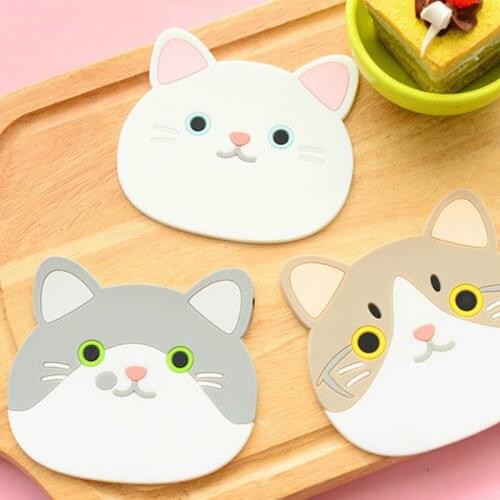 1 PC Table Pad Silicone Insulation Placemat Cup Bowl Mat Home Decor Durable Cat Pattern Coaster placemats nordic kitchen